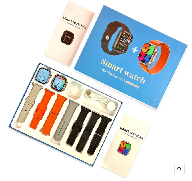 JSS-700 Pro Max Dual Smart Watch With 7 Straps + 1 Silicone Case